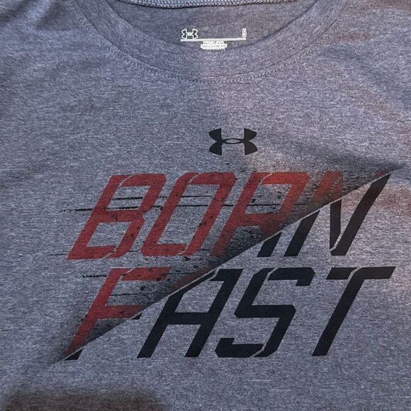 NWT Under Armour long-sleeved "Born Fast" athletic tee two layers size 5 - Picture 2 of 8